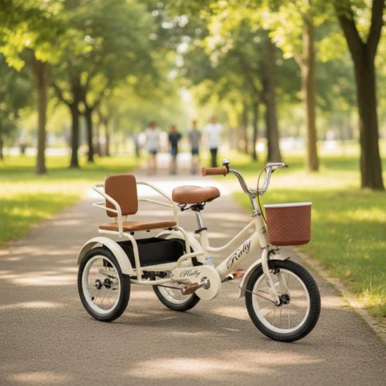 صورة دراجة أطفال ثلاثية مقاس 14 بمقعدين